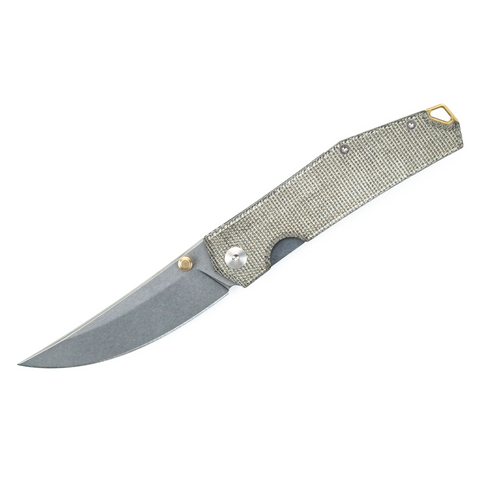 ACE Clyde - Green Canvas and Brass - Elmax Blade Steel, Stonewash finish - Green canvas micarta Handle