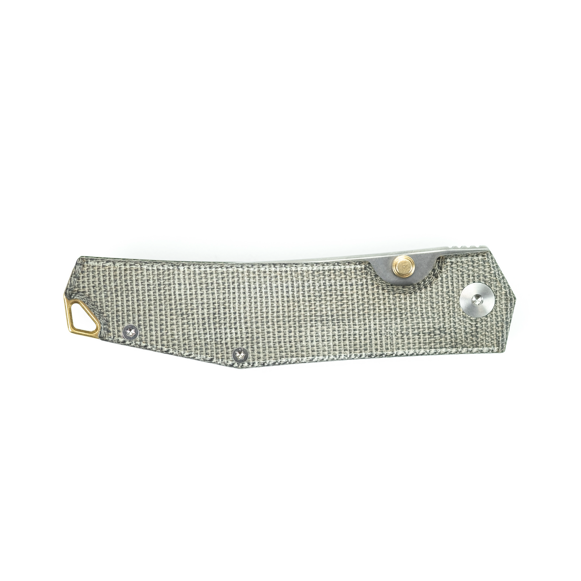 ACE Clyde - Green Canvas and Brass - Elmax Blade Steel, Stonewash finish - Green canvas micarta Handle - front