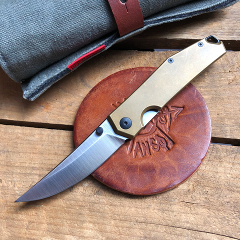 ACE Clyde - Brass EDC knife M390 Blade Steel -  Satin finish - Brass Handle