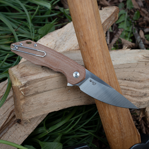 ACE Corta - Natural Canvas Micarta - Böhler M390 MICROCLEAN stainless steel blade, Satin finish