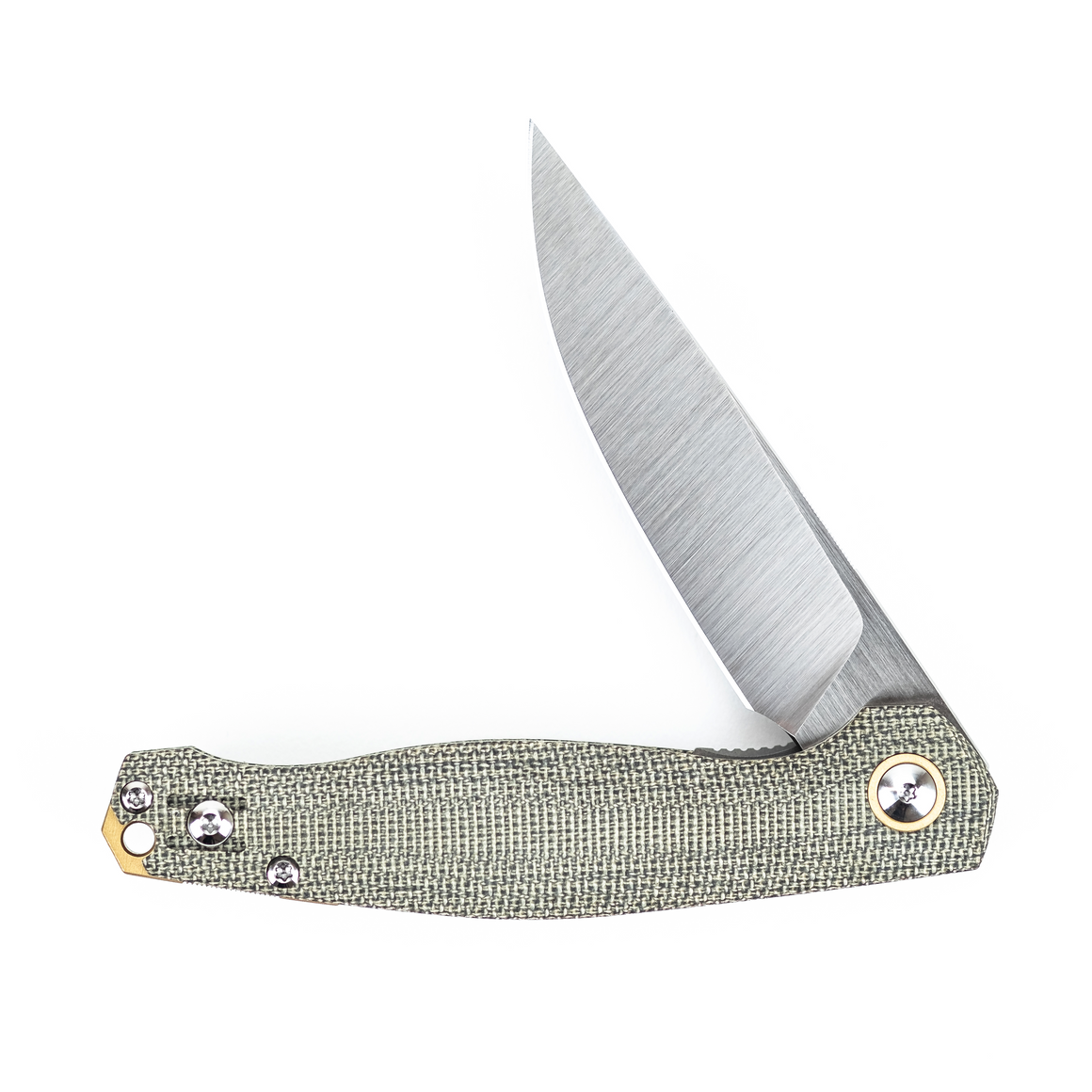 ACE Sonoma V2 - Green Canvas Micarta - EDC knife - The blade steel is Elmax, Satin Finish