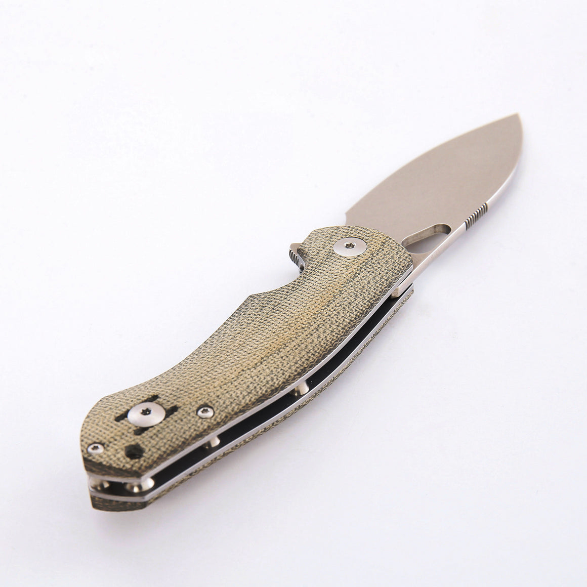ACE Biblio - Green Canvas Micarta - GiantMouse Knives - Anso Vox Collaborations