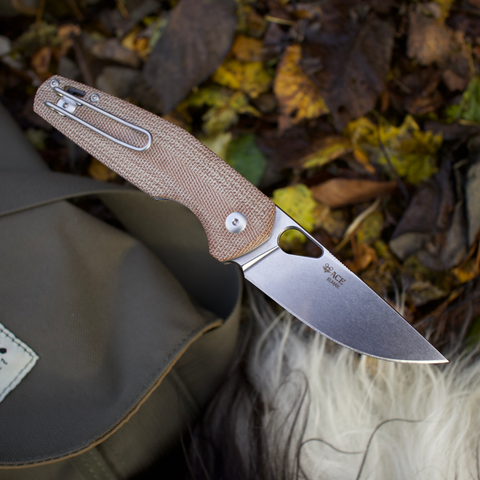 ACE Nimbus V2 - Natural Canvas Micarta - EDC knife - Steel: Elmax blade steel - Stonewash finish