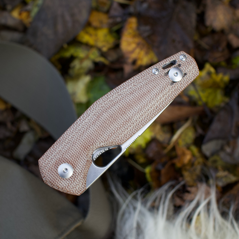 ACE Nimbus V2 - Natural Canvas Micarta - EDC knife - Steel: Elmax blade steel - Stonewash finish