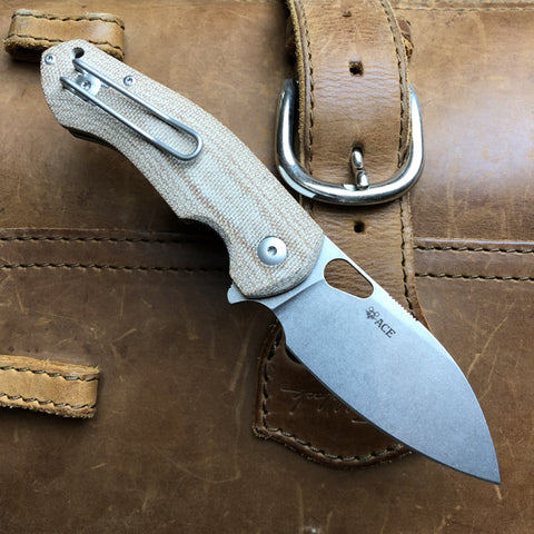 ACE Biblio - Natural Canvas Micarta - GiantMouse Knives - Anso Vox Collaborations