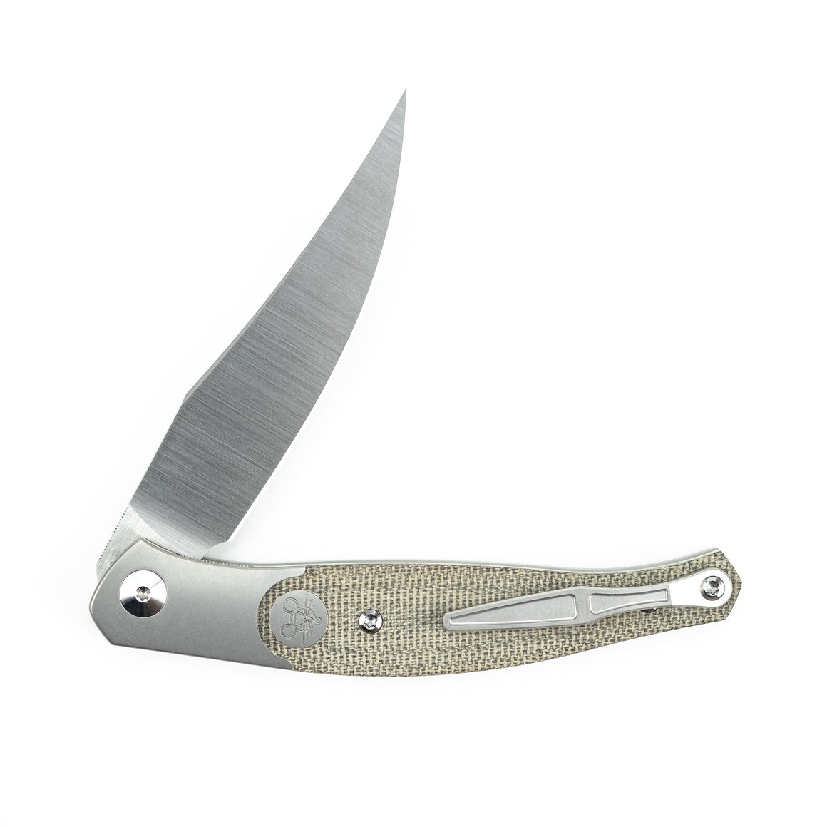 GiantMouse GM7 - EDC knife - Green Canvas Micarta Handle - Stainless Steel. Satin Finish Blade